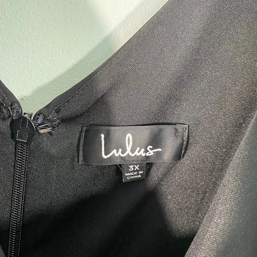 Lulu's Black V-neck Surplice Sleeveless Chiffon Maxi Dress 3X Bridesmaid Wedding - Picture 7 of 9